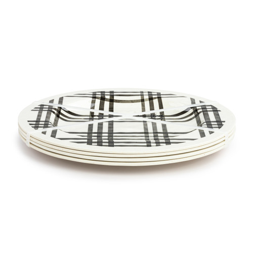Black Plaid Melamine Dinner Plate S/4 slide 