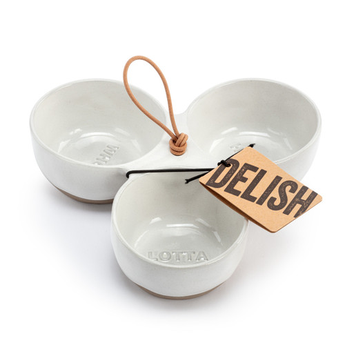 White Lotta Delish Tri-Bowl slide