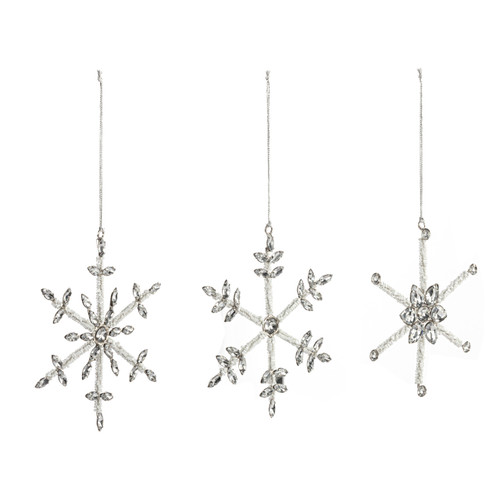 Sparkly Silver Snowflake Ornaments - 3 Assorted slide 