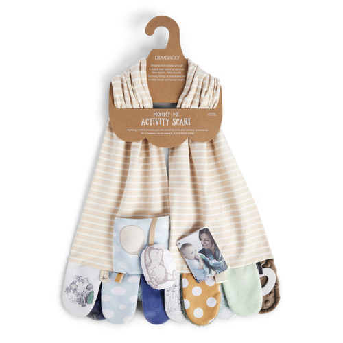 Mommy & Me Activity Scarf - Tan and Blue slide 