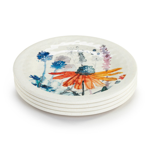 Meadow Flowers Melamine Appetizer Plates - Set of 4 slide 