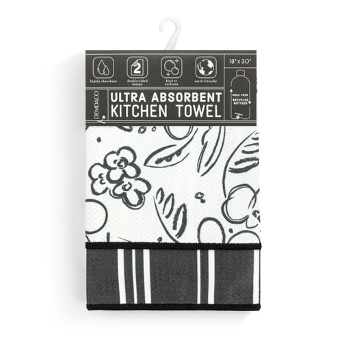 Modern Floral Absorbent Reversible Towel - 18x30in slide 