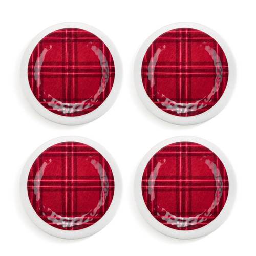 Red Plaid Melamine Appetizer Plates - Set of 4 slide 