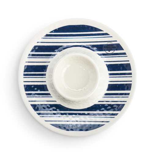 Indigo Stripe Melamine Chip & Dip Server slide 