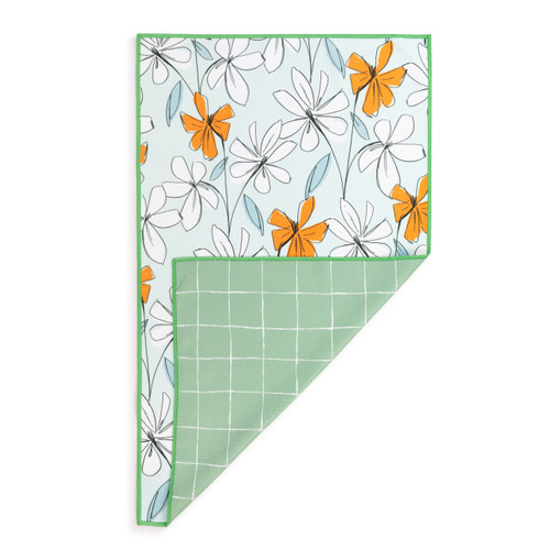 Windowpane Floral Absorbent Reversible Towel - 18x30in slide 