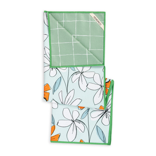 Windowpane Floral Absorbent Reversible Towel - 18x30in slide 