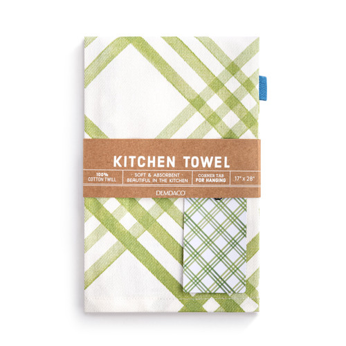 Green Plaid Cotton Twill Kitchen Towel slide 