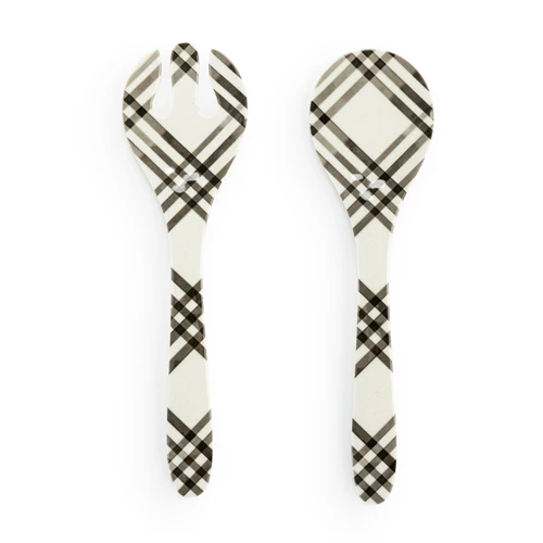 Black Plaid Melamine Serving Utensil Set slide 