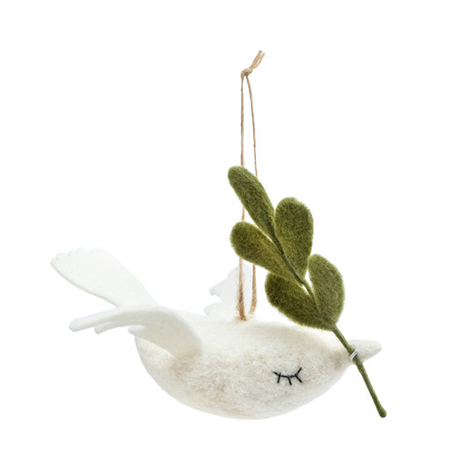 Felted Cream Dove Ornament slide 
