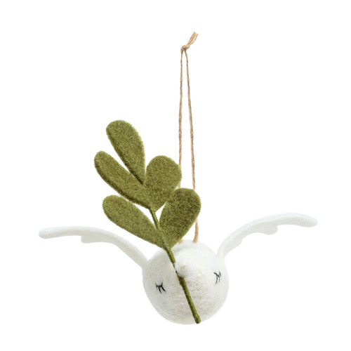 Felted Cream Dove Ornament slide 