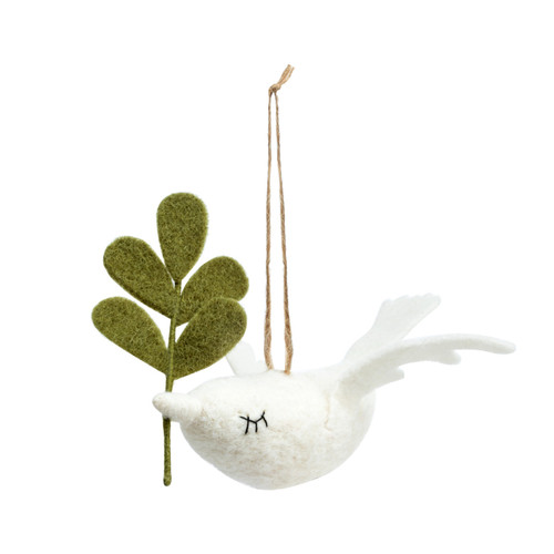 Felted Cream Dove Ornament slide 