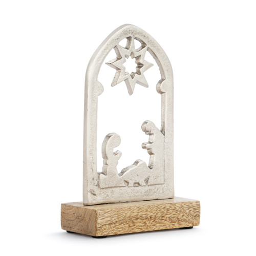 Metal and Wood Small Nativity Scene slide 