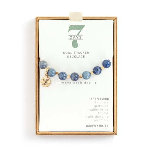 7 Days Tracker Necklace - Indigo and Gold slide 