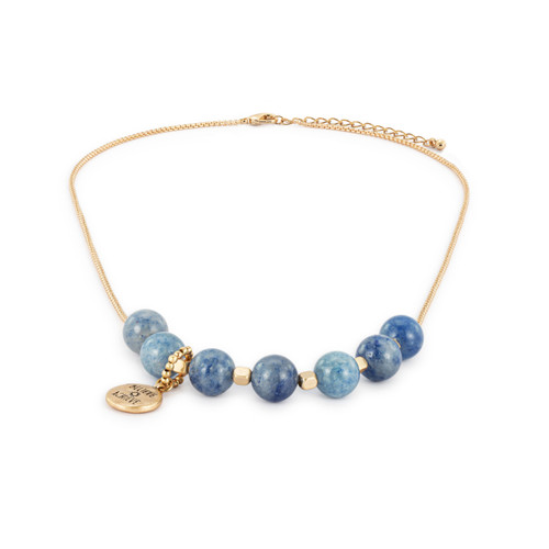 7 Days Tracker Necklace - Indigo and Gold slide 