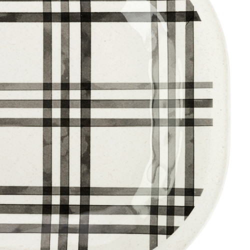Black Plaid Medium Melamine Rectangular Platter slide 