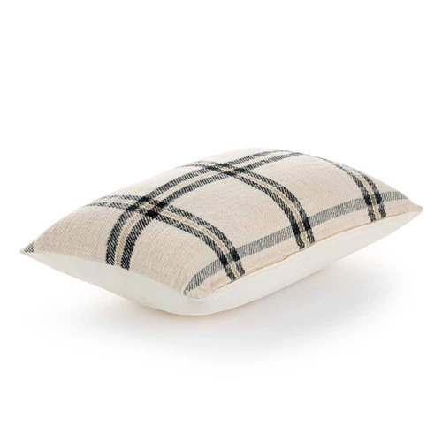 Cream Plaid Lumbar Pillow 18x12" slide 
