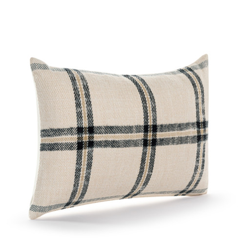 Cream Plaid Lumbar Pillow 18x12" slide 