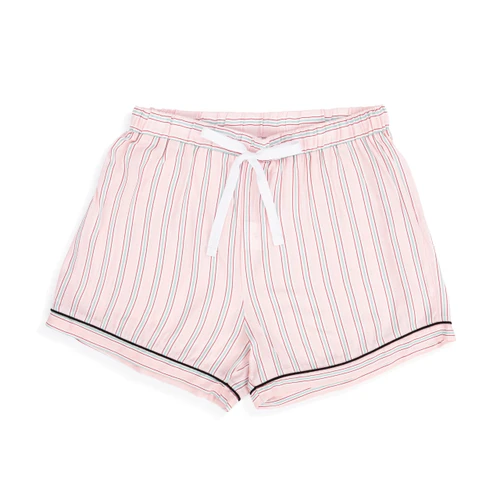 Short Sleeve Top and Shorts Pajama Set - Pink Stripe slide 
