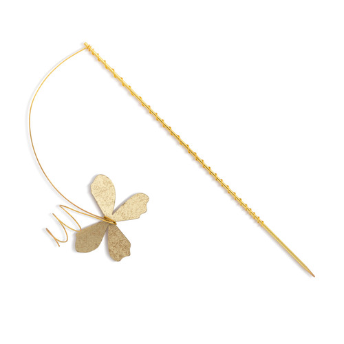 Gold Metal Butterfly Floral Pick - 12in slide 