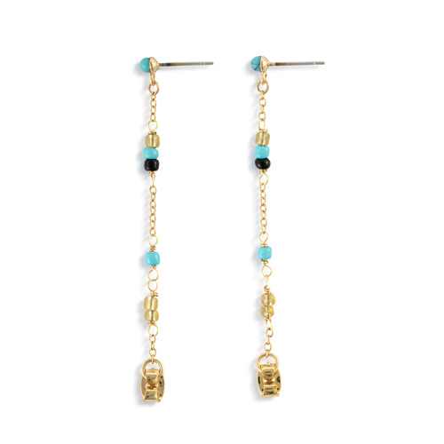 Beaded Turquoise Earrings - 25.5x26.5mm slide 