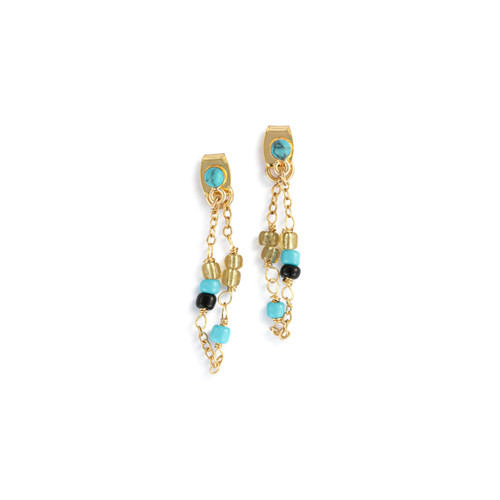 Beaded Turquoise Earrings - 25.5x26.5mm slide 