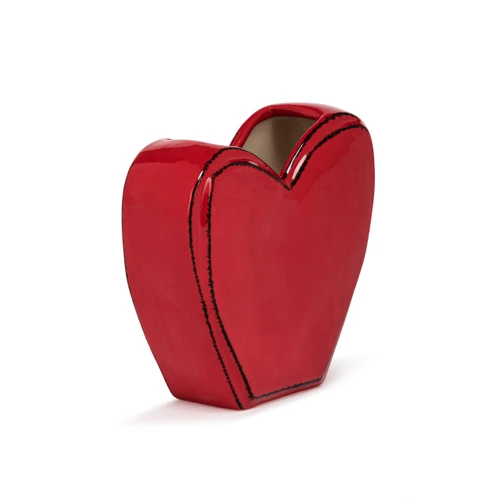Red Heart Shaped Ceramic Vase - 4in slide 