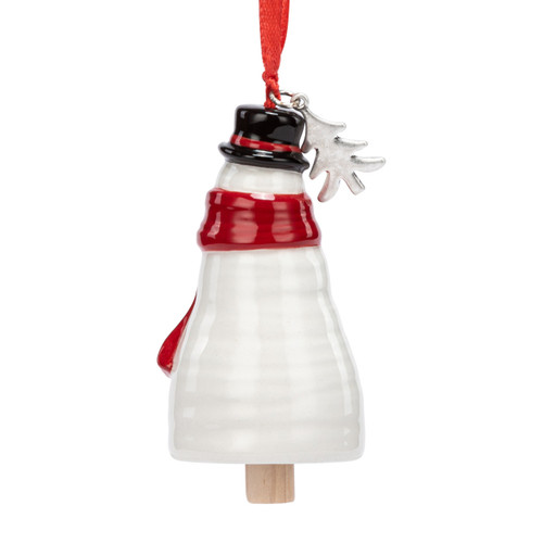 Holiday Spirit Snowman Red Heart Mini Bell Ornament - 1.5x3in slide 