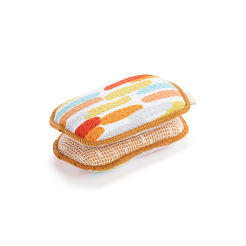 Orange Lines Absorbent Reversible Sponges Set of 2 - 3x5in slide 