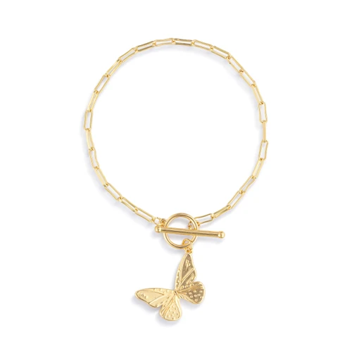Butterfly Toggle Gold Bracelet 6.5in slide 