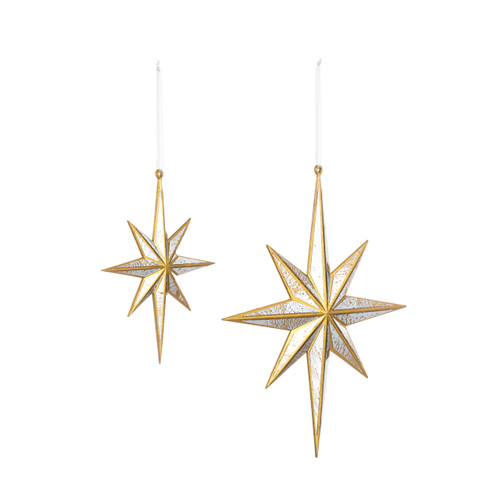 Mirrored Gold Star Ornaments - 2 Assorted slide 