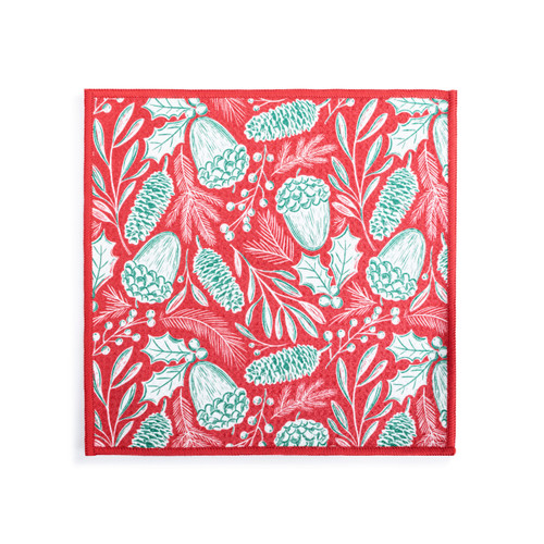 Red Pinecone Absorbent Double Sided Dishcloths Set of 2 - 10in slide 