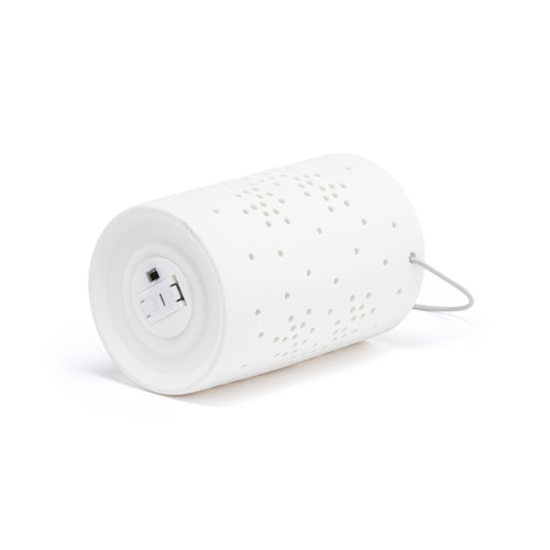 White LED Ceramic Snowflake Tall Lantern - 5x7in slide 