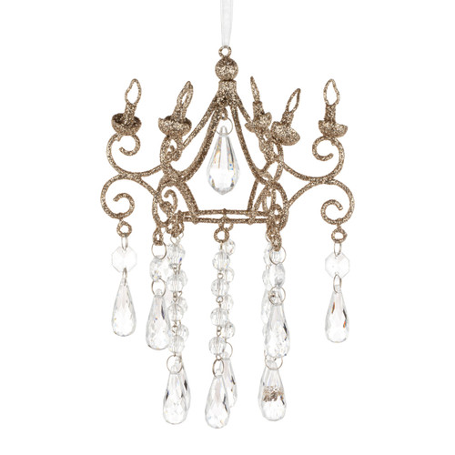 Gilver Glitter Crystal Chandelier Ornament - 6x8in slide 