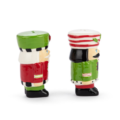 Heartful Nutcracker Ceramic Salt and Pepper Set - 2x3in slide 