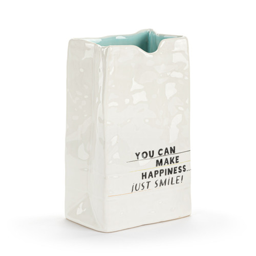 Live From Snack Time Make Happiness Ceramic Small Notepaper Vase - 4x6in slide 