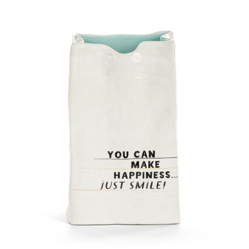 Live From Snack Time Make Happiness Ceramic Small Notepaper Vase - 4x6in slide 