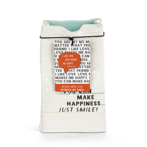 Live From Snack Time Make Happiness Ceramic Small Notepaper Vase - 4x6in slide 