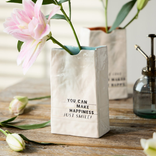 Live From Snack Time Make Happiness Ceramic Small Notepaper Vase - 4x6in slide 