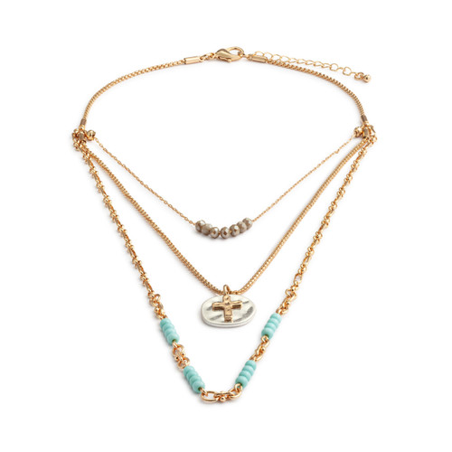 Beaded Prayer Turquoise Necklace - 24in slide 