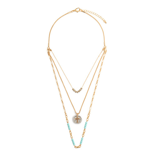 Beaded Prayer Turquoise Necklace - 24in slide 