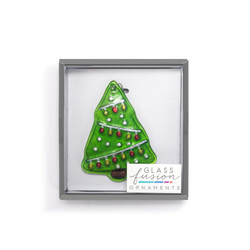 Christmas Tree Glass Ornament - 3x4in slide 