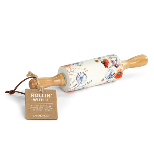 Wildflowers Ceramic Rolling Pin - 9in slide 