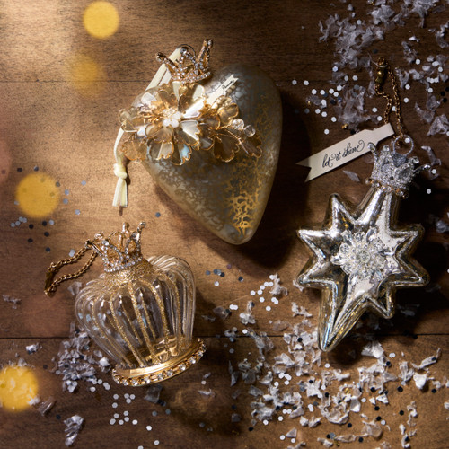 Rhinestone Heart with Flower Ornaments 4 Assorted - 3x5in slide 