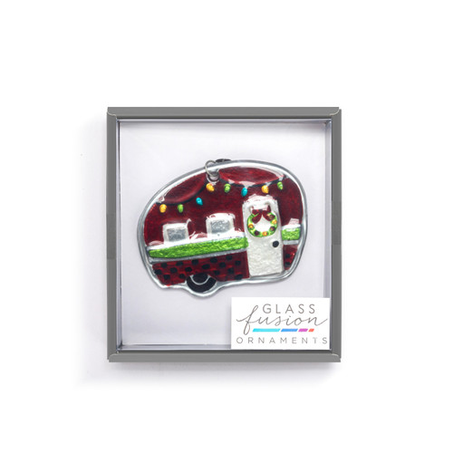 Holiday Camper Glass Ornament - 3.5x3in slide 