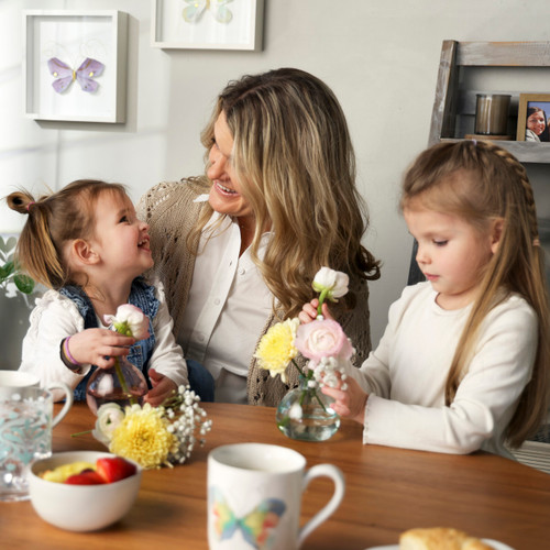 Pastel Multi Butterfly White Mug with Gold Trim - 14oz slide 