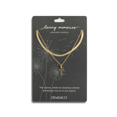 Layered Cross Gold Necklace 18in slide 