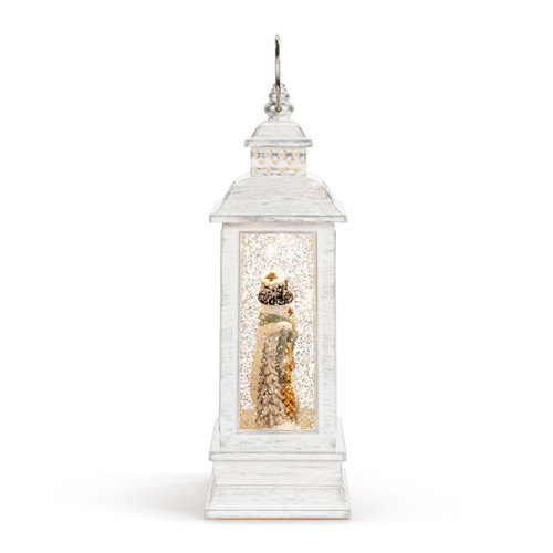 Snowman Joy Lit Musical White USB Snow Globe Lantern - 6.5x10in slide 