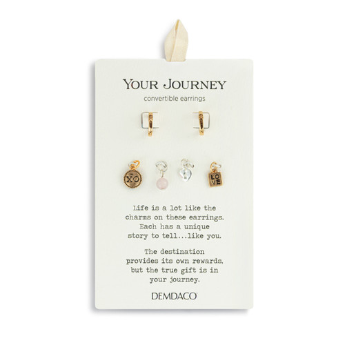 Love Charm Gold Earring Set - 8mm slide 