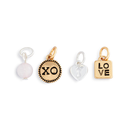 Love Charm Gold Earring Set - 8mm slide 