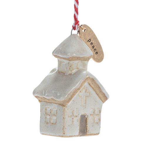 Peace Cream Church Shaped Ornament - 1.5x2in slide 